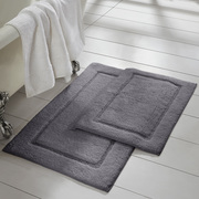 Modern Threads 2-Pack Solid Loop with non-slip backing Bath Mat Set Charcoal 5CN2KBTE-CHR-ST